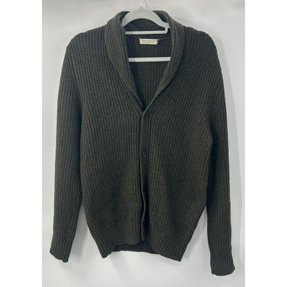 Suitsupply Green Wool/Cashmere Blend Men's Cardigan Button Knit Sweater Size L